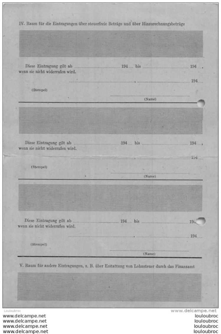 LOHNSTEUERKARTE REICHSMESSESTADT  LEIPZIG 1944 - 1939-45