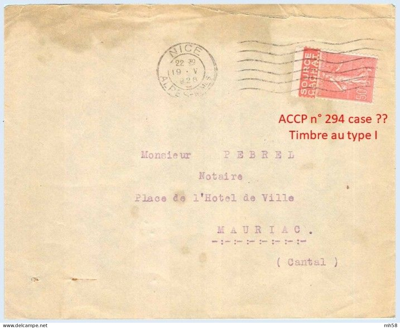 FRANCE - Lettre Avec Pub Evian De Carnet : Source Cachat - N° 199 50c Semeuse Lignée Rouge Type I - Covers & Documents