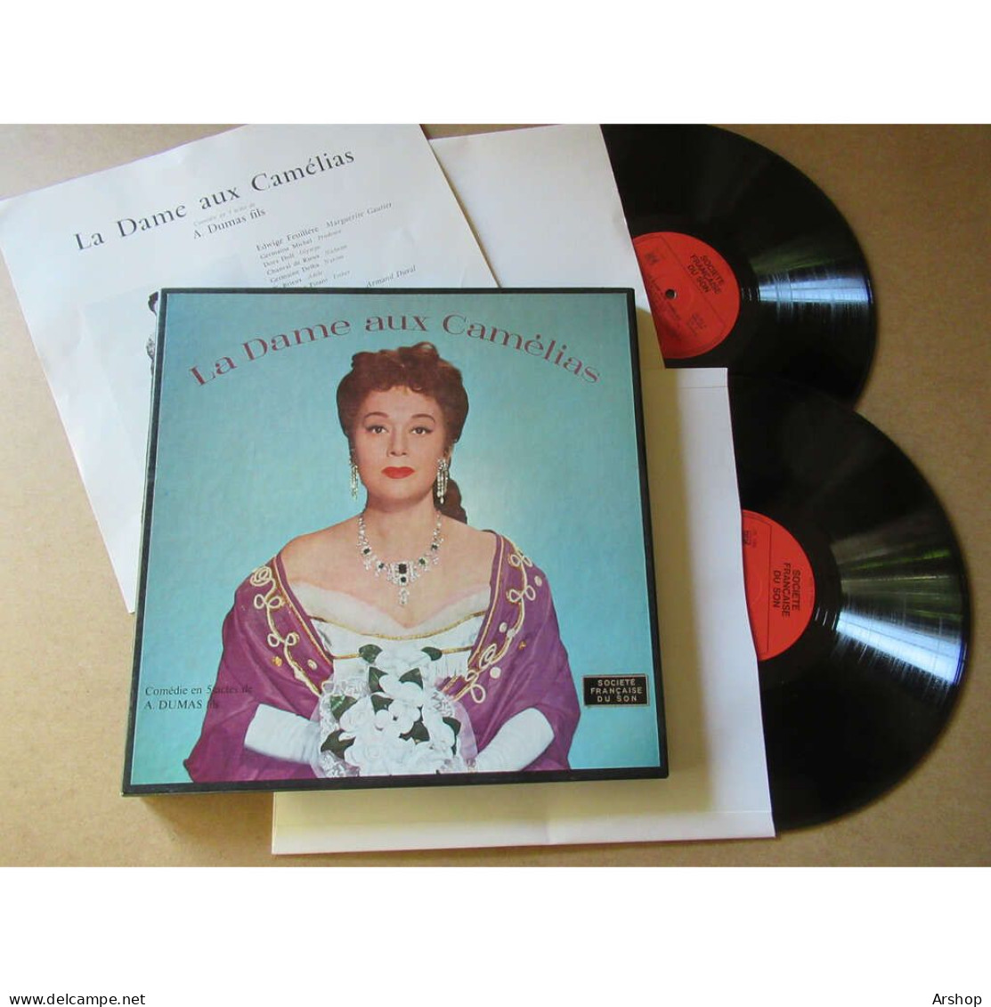 EDWIGE FEUILLERE / MAX DE RIEU La Dame Aux Camelias DUMAS FILS - THEATRE - SOCIETE FRANCAISE DU SON Coffret 1955 - Altri & Non Classificati