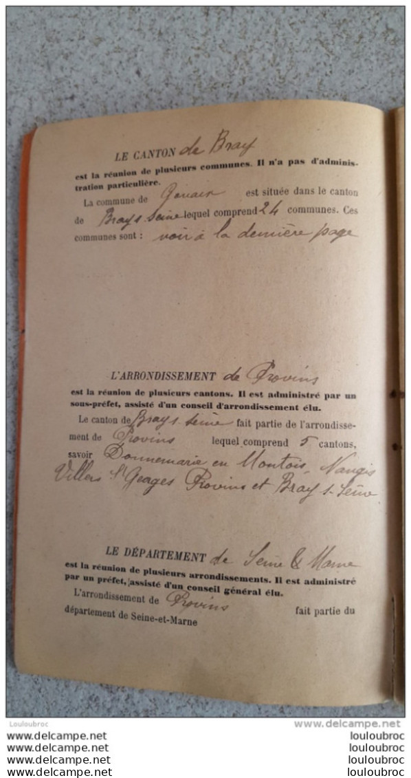 PETITE GEOGRAPHIE DU DEPARTEMENT DE SEINE ET MARNE  IMPRIMERIE BRODRD COULOMMIERS 1902 - Ile-de-France