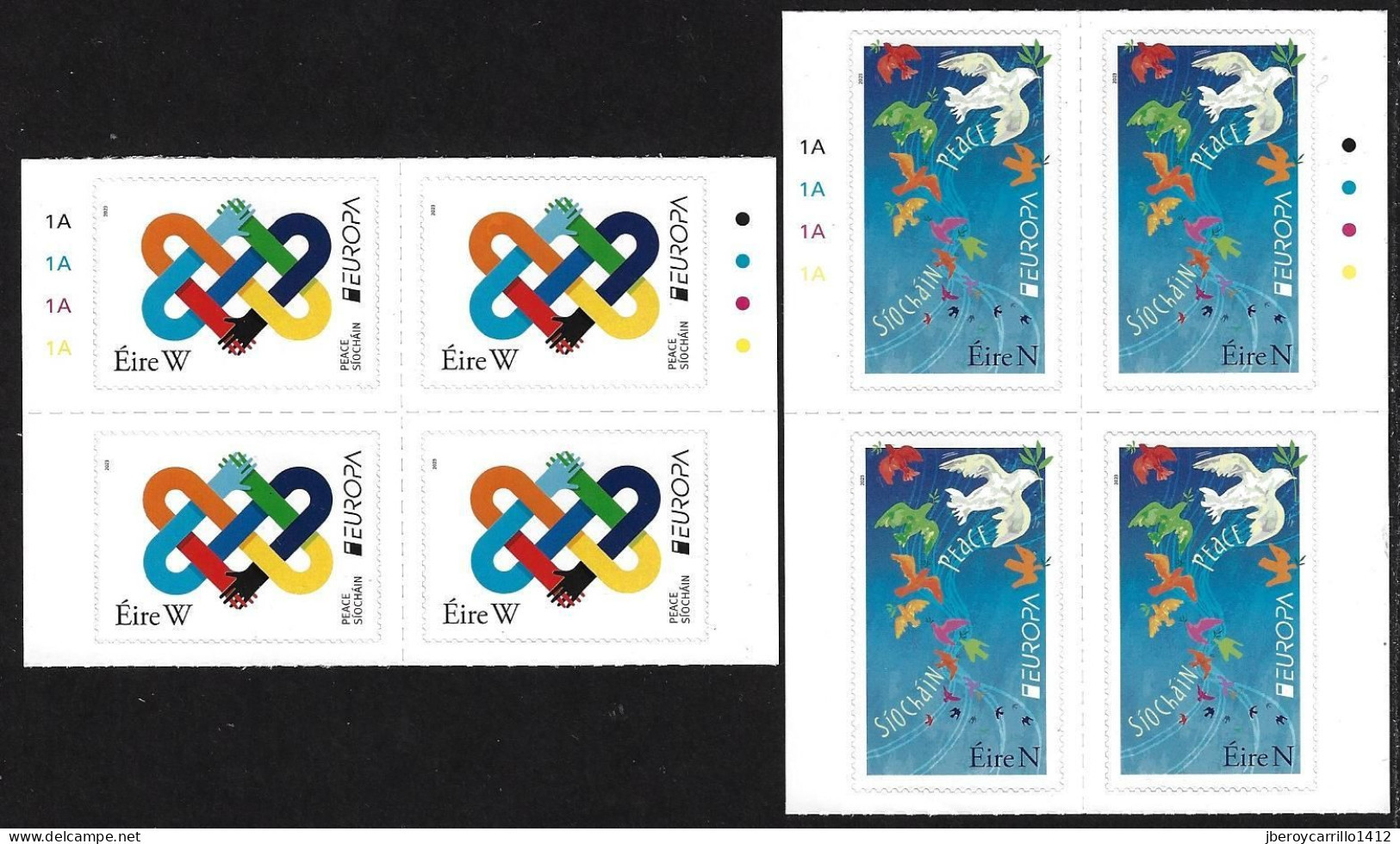 IRLANDA /IRELAND /IRLAND /EIRE /IRLANDE - EUROPA 2023 -"PEACE –The Highest Value Of Humanity"- 2 BLOCKS Of 4 STAMPS - TL - 2023