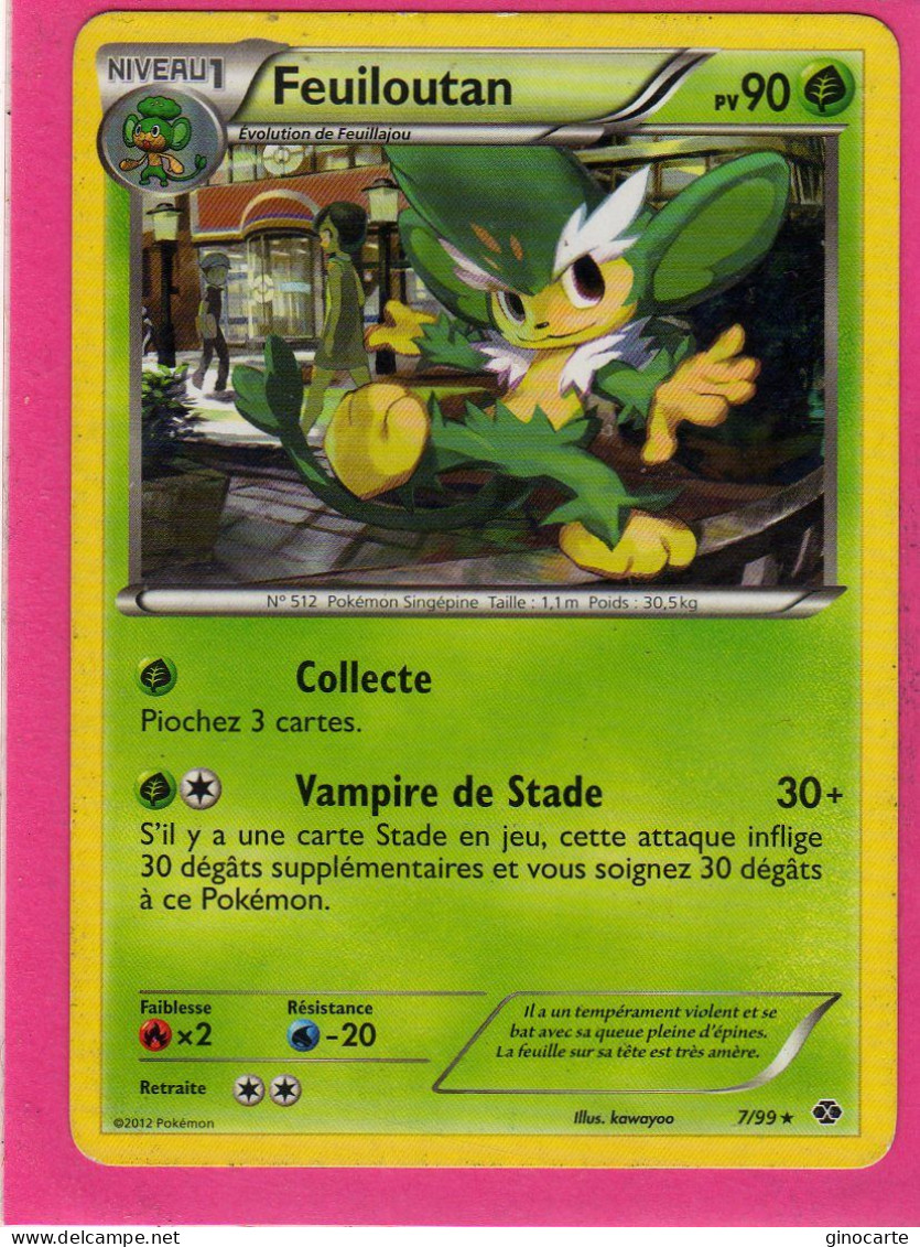 Carte Pokemon Francaise 2012 Noir Et Blanc Destinées Future 7/99 Feuiloutan 90pv Bon Etat - Noir & Blanc