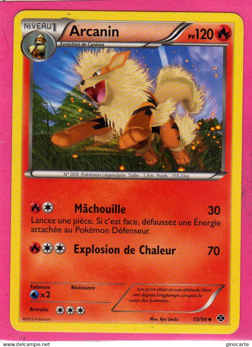 Carte Pokemon Francaise 2012 Noir Et Blanc Destinées Future 13/99 Arcanin 120pv Bon Etat - Noir & Blanc