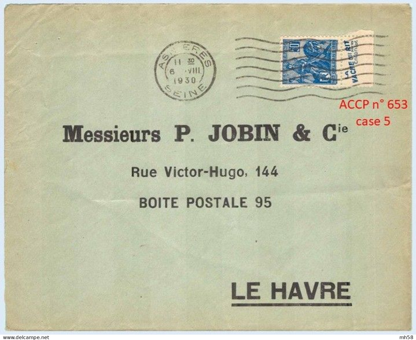 FRANCE - Lettre Avec Pub De Carnet : Vache Qui Rit Pour Les Enfants - N° 257 50c Jeanne D'Arc Type I - Lettres & Documents