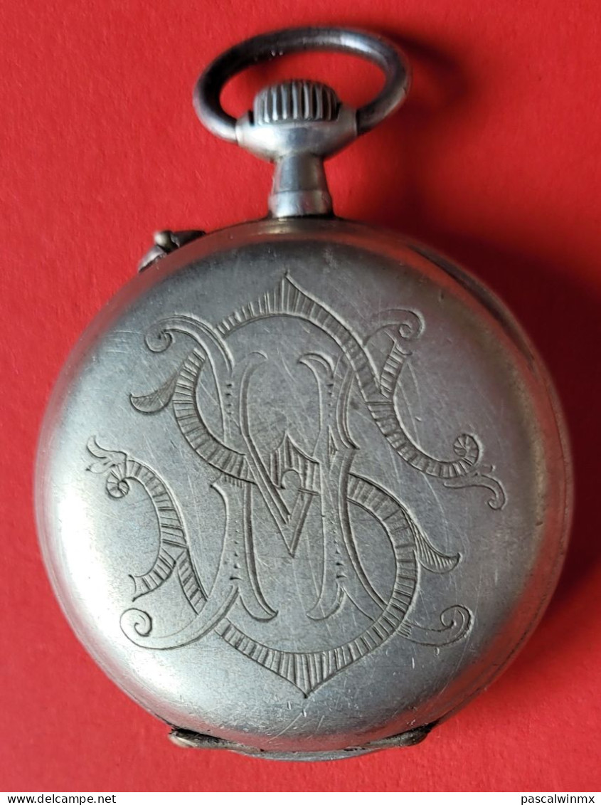 Montre à Gousset Ancienne Avec Remontoir  Boîtier Gravé  (MS) - Antike Uhren