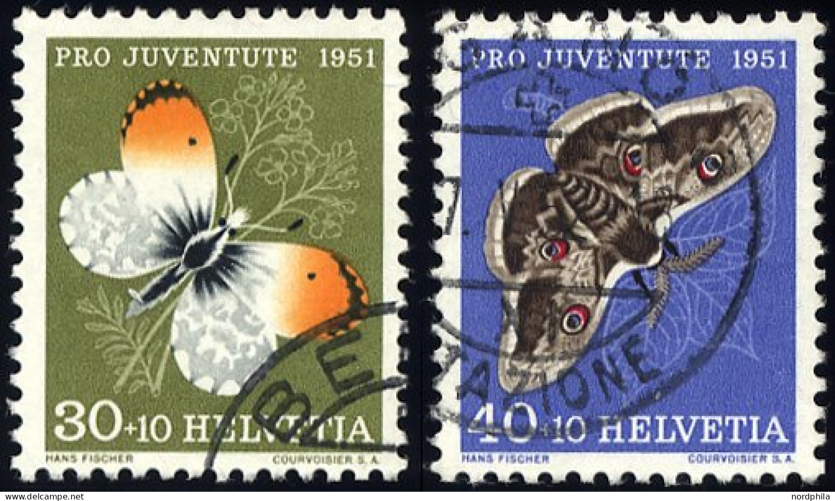 SCHWEIZ BUNDESPOST 564/5 O, 1951, 30 Und 40 C. Schmetterlinge, 2 Prachtwerte, Mi. 27.- - Used Stamps