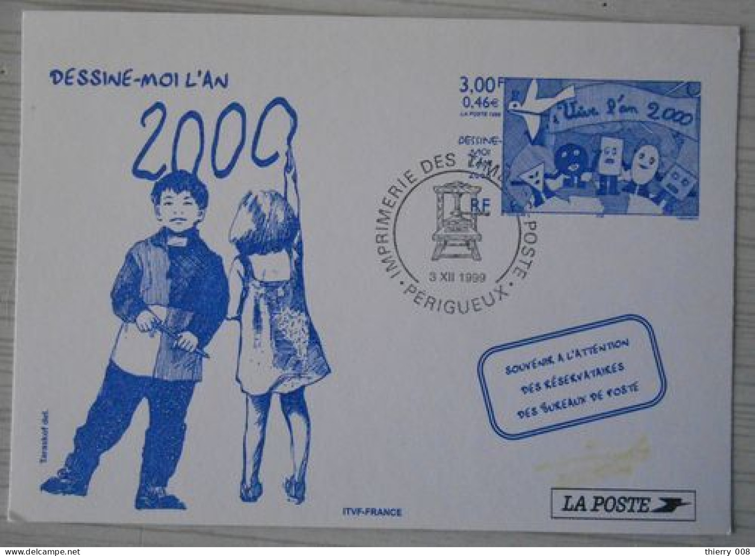 01 Pseudo Entier / PAP Vive L'an 2000 Dessine Moi L'an 2000  3 12 1999 - Official Stationery