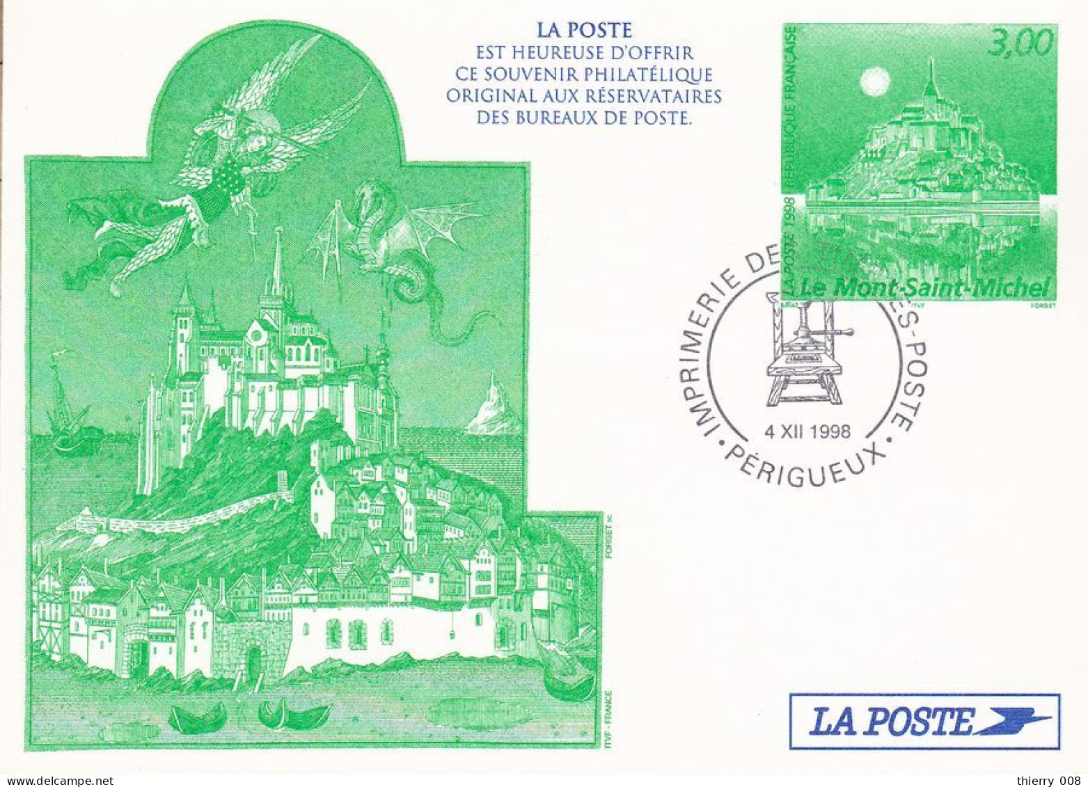 02 Pseudo Entier / PAP  Le Mont Saint Michel  50  Manche    4/12/1998 - Pseudo-interi Di Produzione Ufficiale