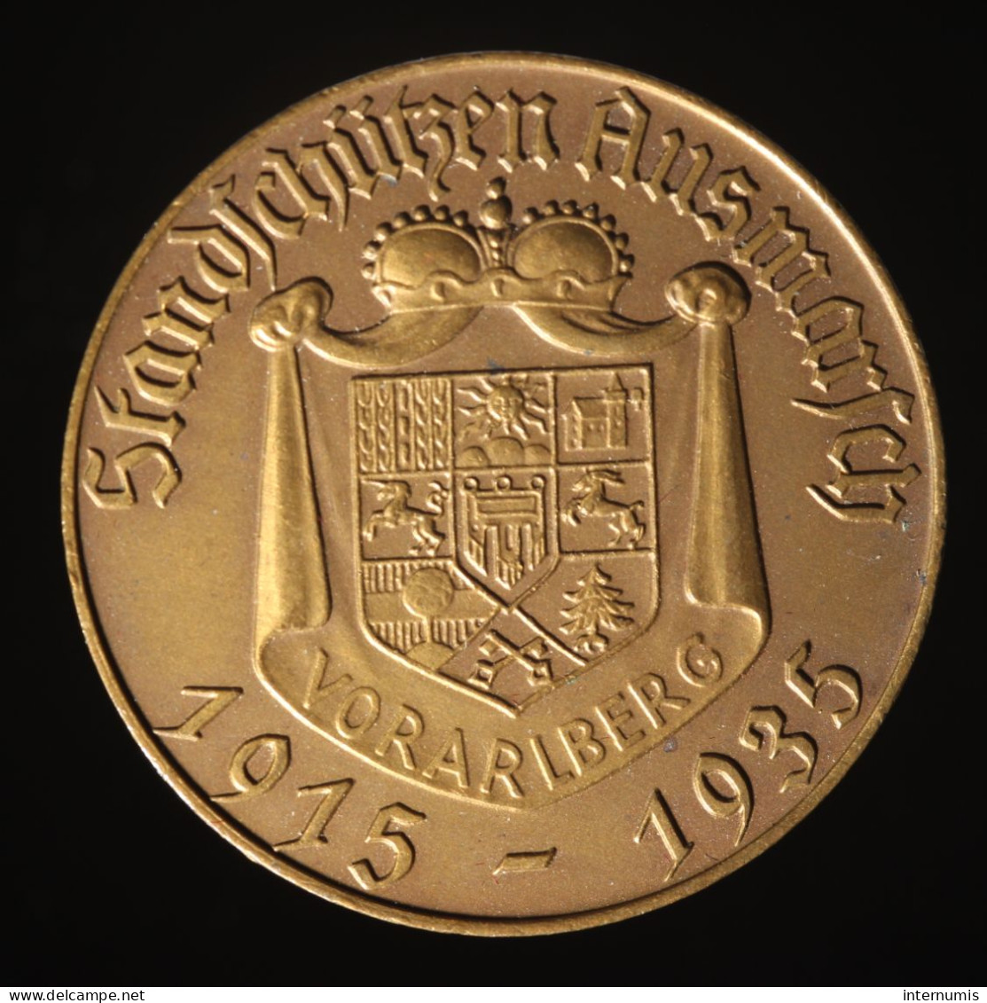 Autriche / Austria, Vorarlberg, Schützenmedaille / Medaille De Tir / Shooting Medal,
1915-1935, Bronze, NC (UNC), KM# - Andere & Zonder Classificatie