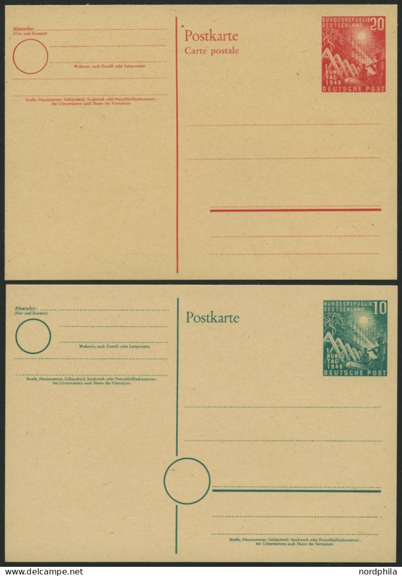 GANZSACHEN PSo 1/2 BRIEF, 1949, Bundestag, Ungebraucht, 2 Prachtkarten, Mi. 56.- - Andere & Zonder Classificatie