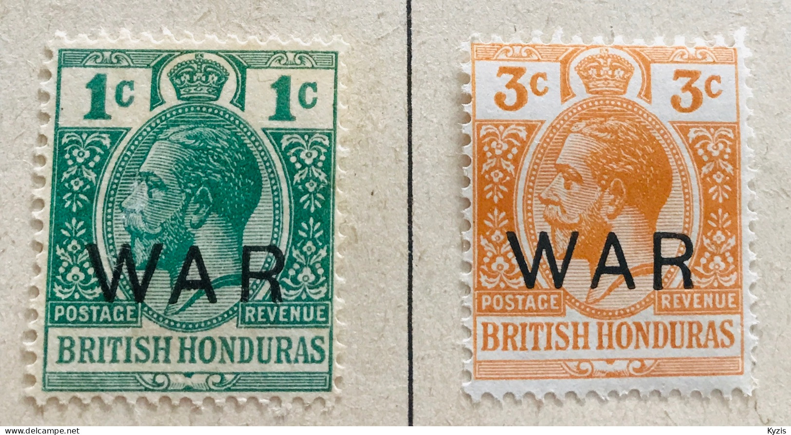 Honduras - 1917 - King George 5 - 1C Et 3C - Surimpression GUERRE MLH - Britisch-Honduras (...-1970)