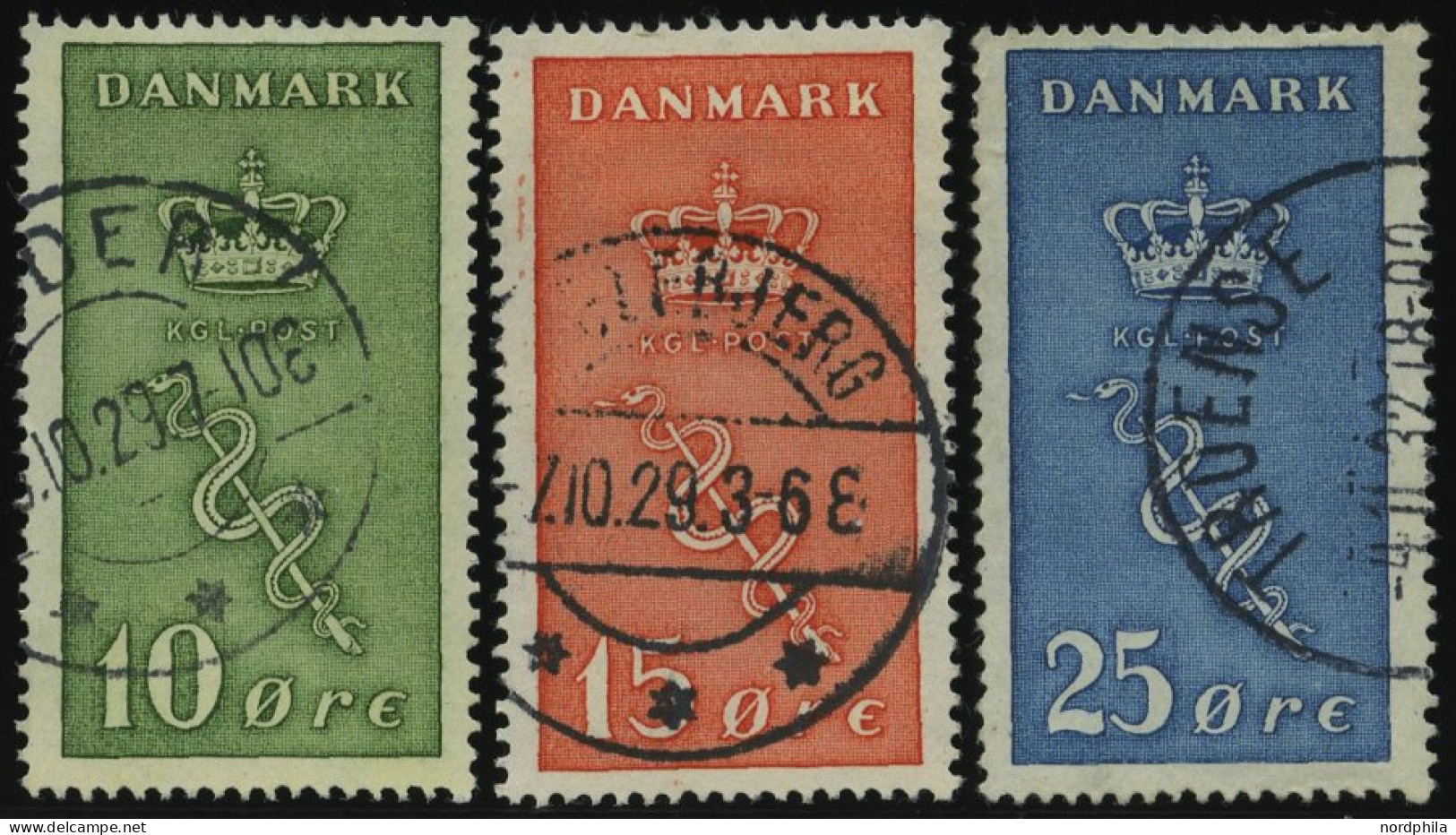 DÄNEMARK 177-79 O, 1929, Kampf Gegen Den Krebs, Prachtsatz, Mi. 50.- - Gebraucht