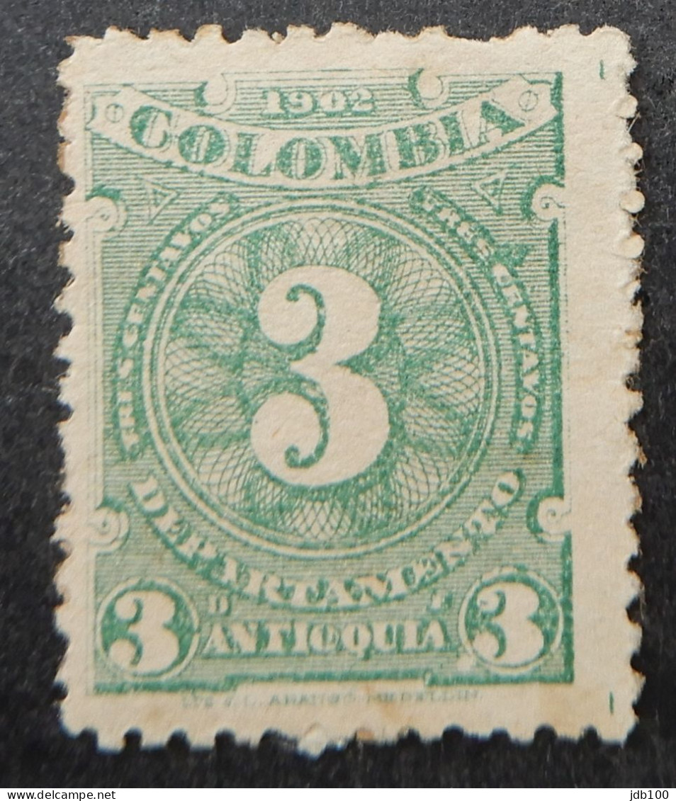 Colombia 1902 (3c) Coat Of Arms Figure Stamp Antioquia - Colombia