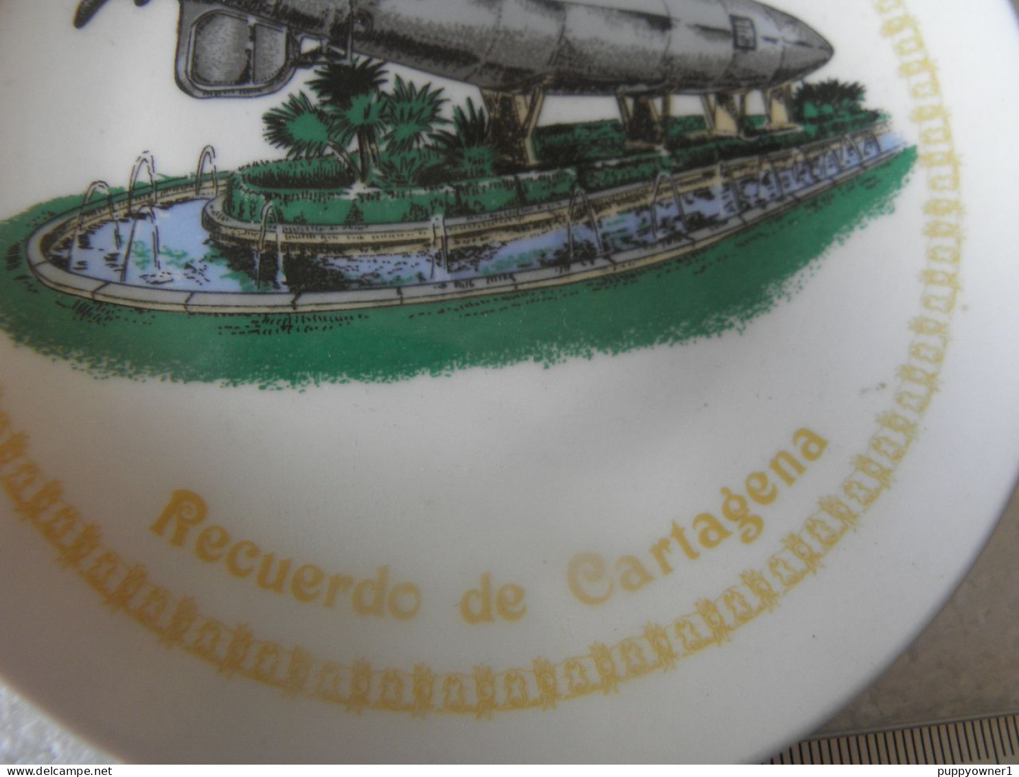 Petit Plat En Céramique Souvenir From Cartagena Navire Aérien - Sonstige & Ohne Zuordnung