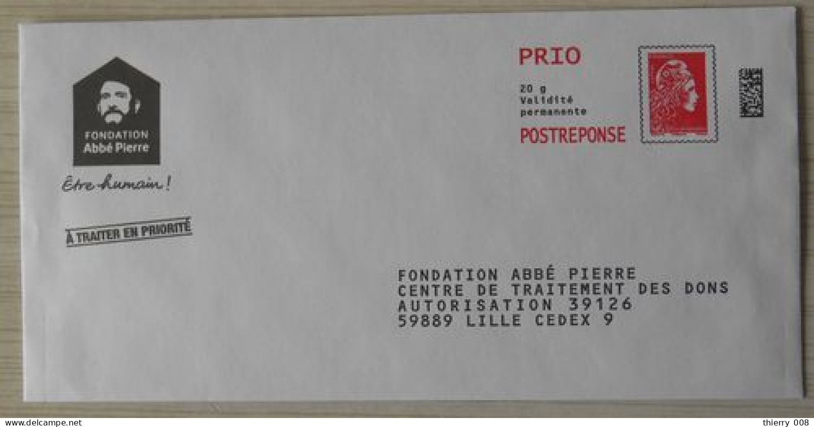 05 Enveloppe PAP Prêt à Poster Réponse  Marianne L'Engagée  PRIO  Fondation Abbé Pierre - Listos A Ser Enviados: Respuesta