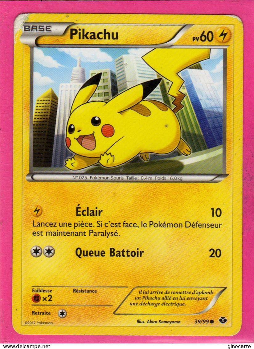 Carte Pokemon Francaise 2012 Noir Et Blanc Destinées Future 39/99 Pikachu 60pv Abimé - Noir & Blanc