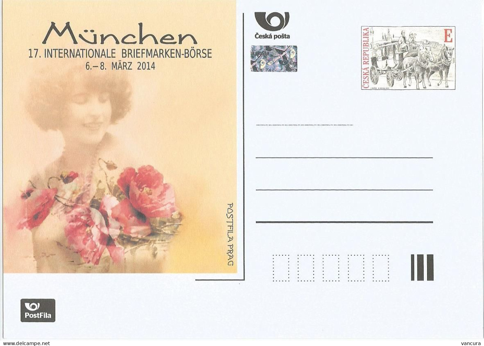 Postfila Card CDV A 199 Czech Republic München Stamp Fair 2014 Coach On Charles Bridge - Cartoline Postali