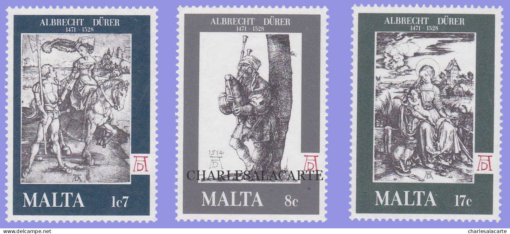 MALTA REPUBLIC  1978  DEATH ANNIVERSARY A. DURER  S.G. 596-598 U.M. - Malta