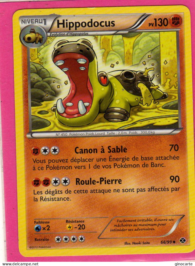 Carte Pokemon Francaise 2012 Noir Et Blanc Destinées Future 66/99 Hippodocus 130pv Bon Etat - Noir & Blanc