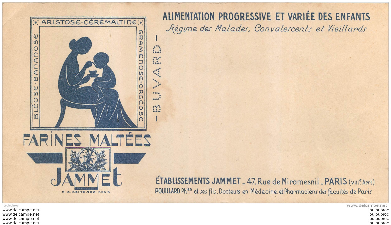 BUVARD JAMMET FARINES MALTEES  47 RUE DE MIROMESNIL PARIS VIII  POUILLARD PHARMACIEN - Lattiero-caseario