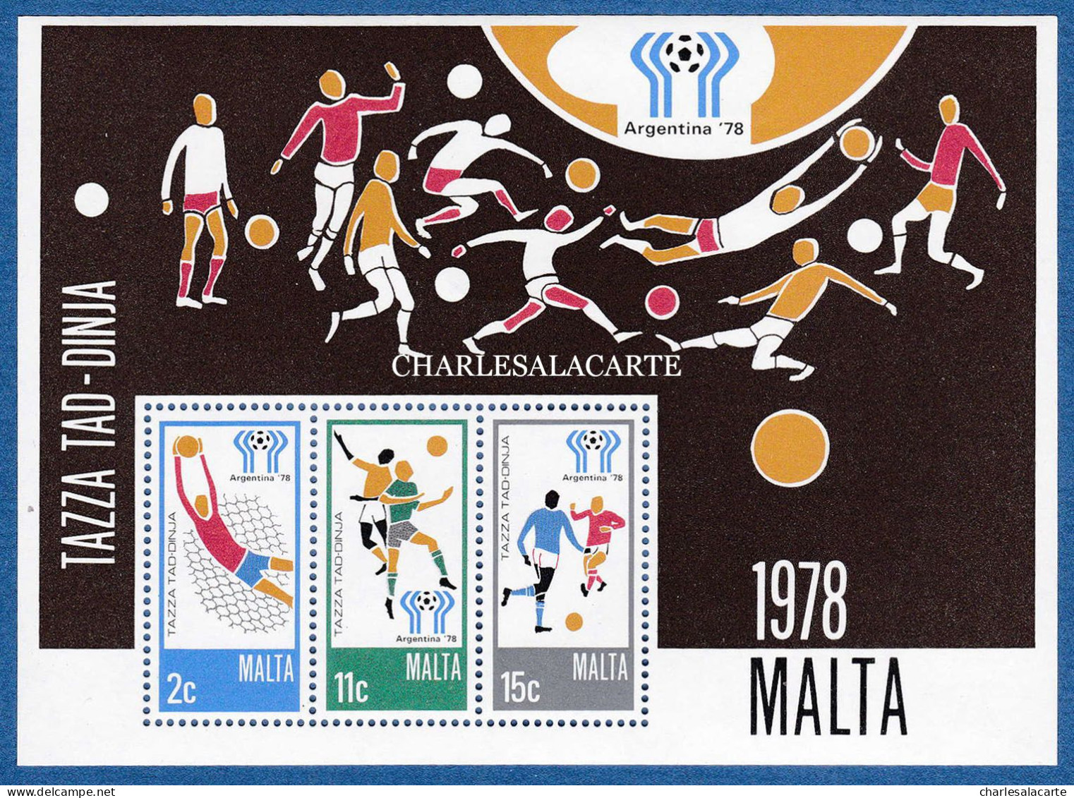 MALTA REPUBLIC  1978  WORLD CUP FOOTBALL ARGENTINA  M.S.  S.G. MS 604  U.M. - Malta