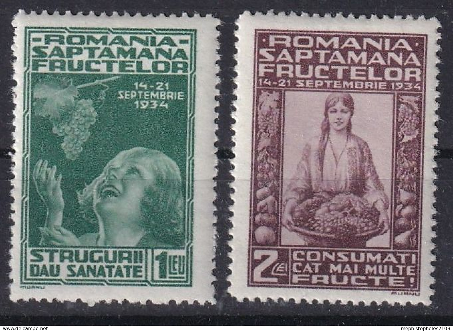 ROMANIA 1934 - Canceled - Sc# 440, 441 - Used Stamps
