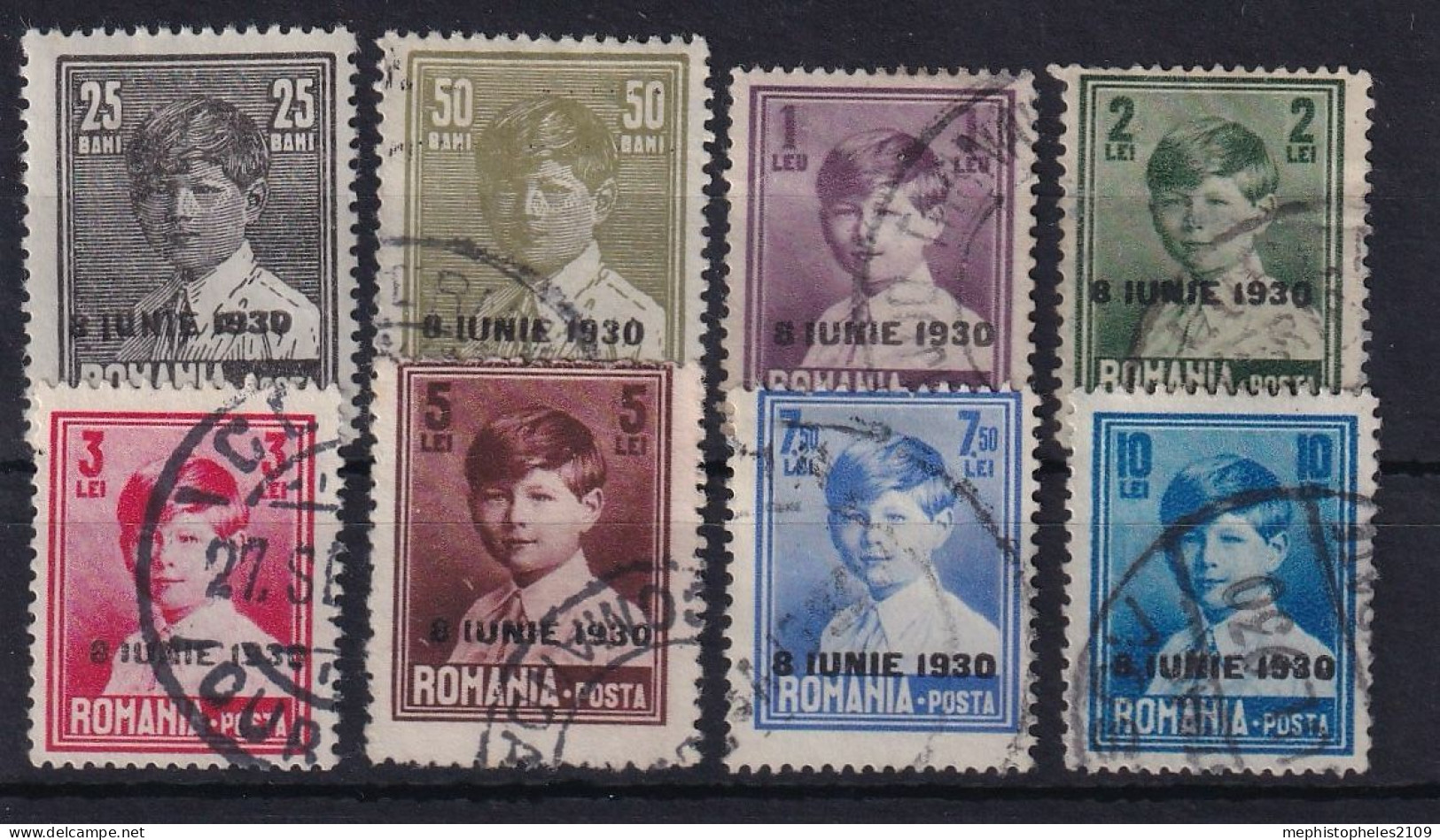 ROMANIA 1930 - Canceled - Sc# 359, 361, 363, 364, 365, 362, 366, 367 - Used Stamps
