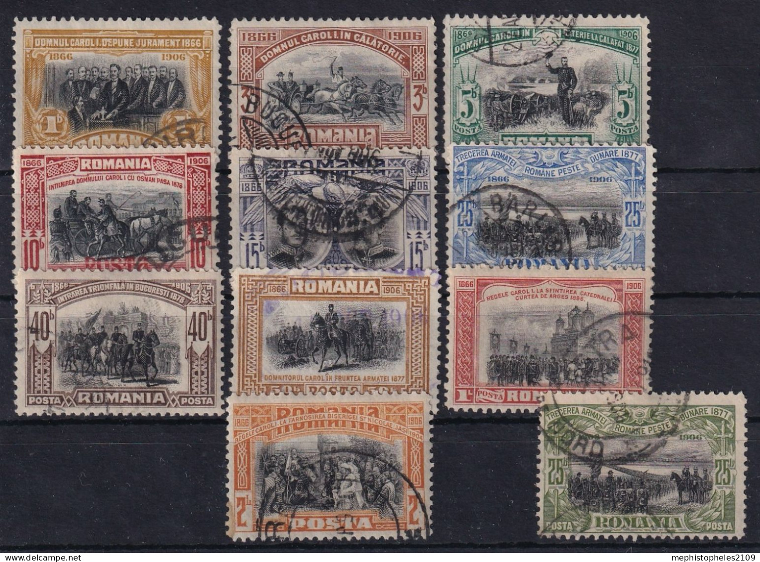 ROMANIA 1906 - Canceled - Sc# 176-185, 181a - Used Stamps