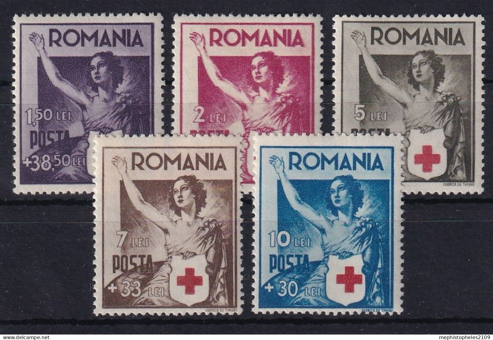 ROMANIA 1941 - MLH - Mi 696-700 - Nuevos