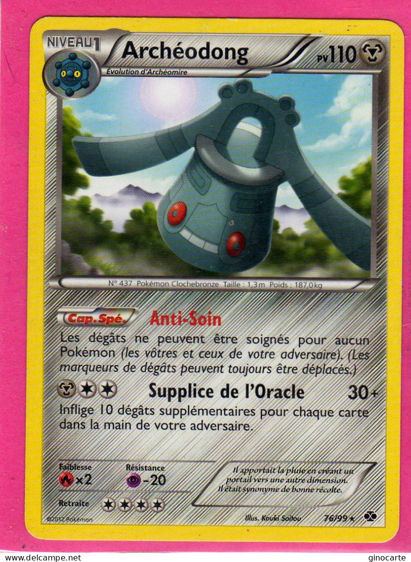 Carte Pokemon Francaise 2012 Noir Et Blanc Destinées Future 76/99 Archeodong 110pv Bon Etat - Black & White