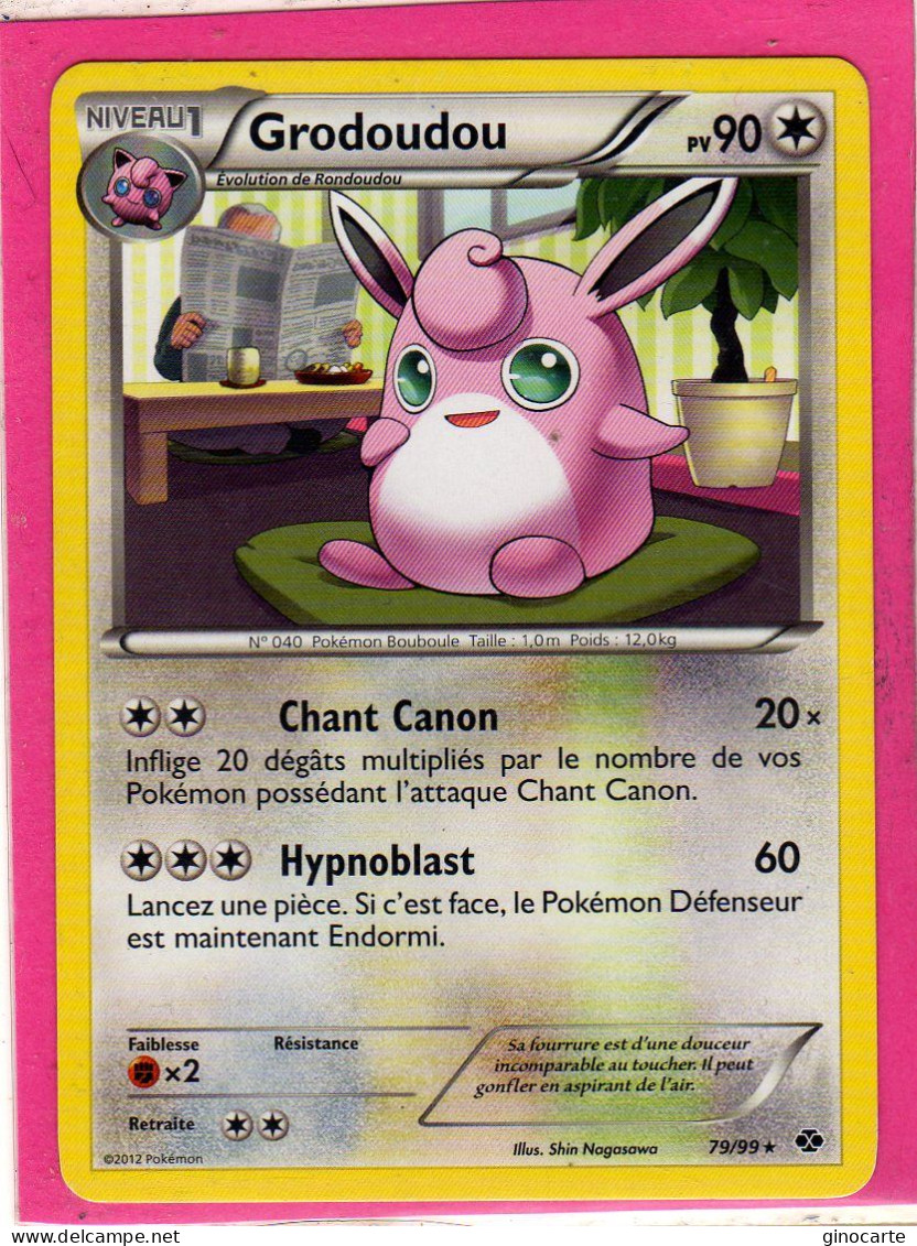 Carte Pokemon Francaise 2012 Noir Et Blanc Destinées Future 79/99 Grodoudou 90pv Bon Etat - Black & White