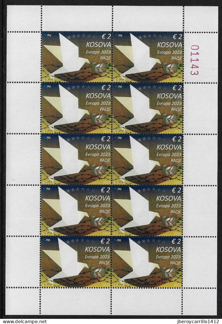 KOSOVO /KOSOVA REPUBLIC /EUROPA-CEPT 2023 -"PEACE –The Highest Value Of Humanity"- SHEET Of 10 STAMPS MINT - 2023