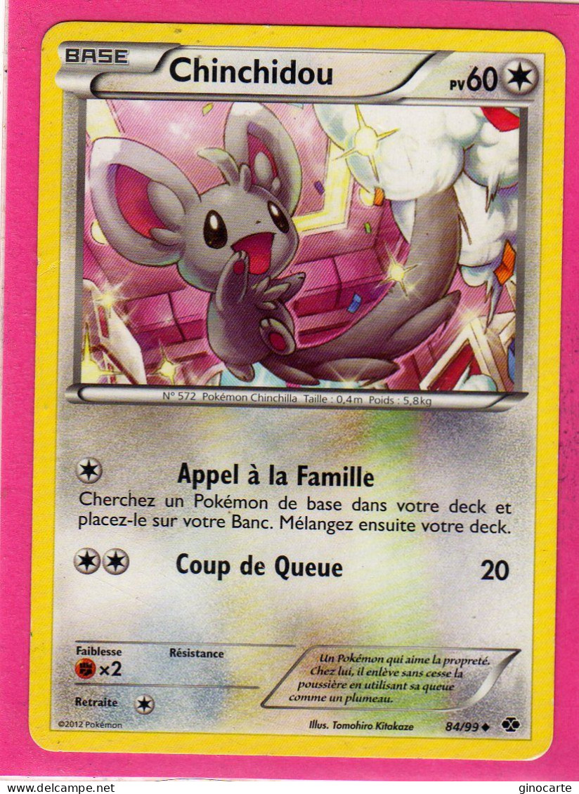 Carte Pokemon Francaise 2012 Noir Et Blanc Destinées Future 84/99 Chinchidou 60pv Occasion - Noir & Blanc