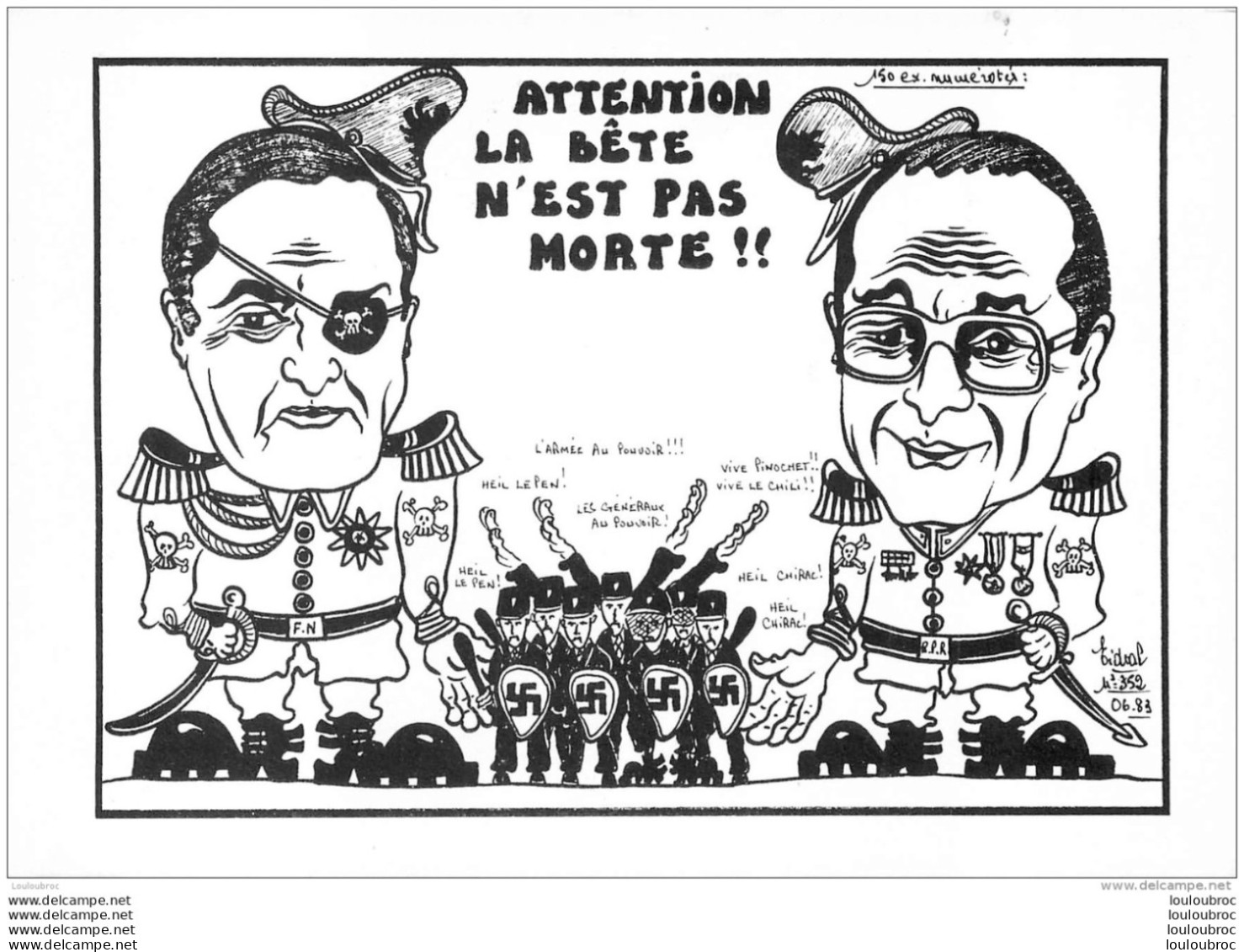 CPM ATTENTION LA BETE N'EST PAS MORTE  CHIRAC  ET LE PEN  LARDIE  CARICATURE POLITIQUE SATIRIQUE TIRAGE LIMITE - Lardie