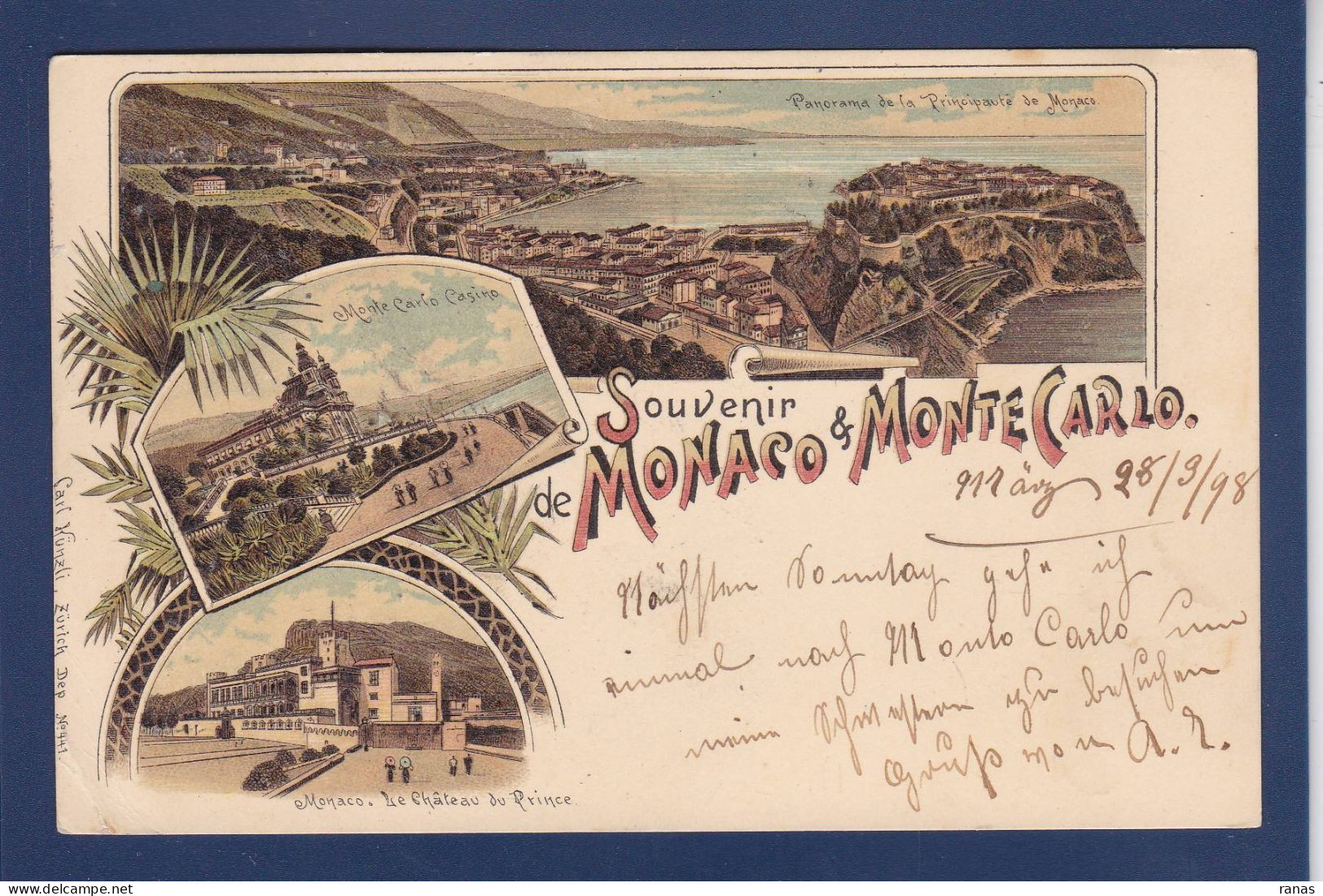 CPA Monaco > Monte-Carlo Litho Circulée En 1898 - Monte-Carlo