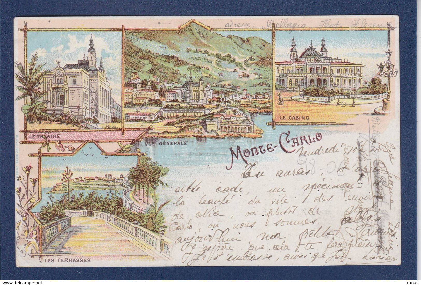 CPA Monaco > Monte-Carlo Litho Circulée En 1897 - Monte-Carlo