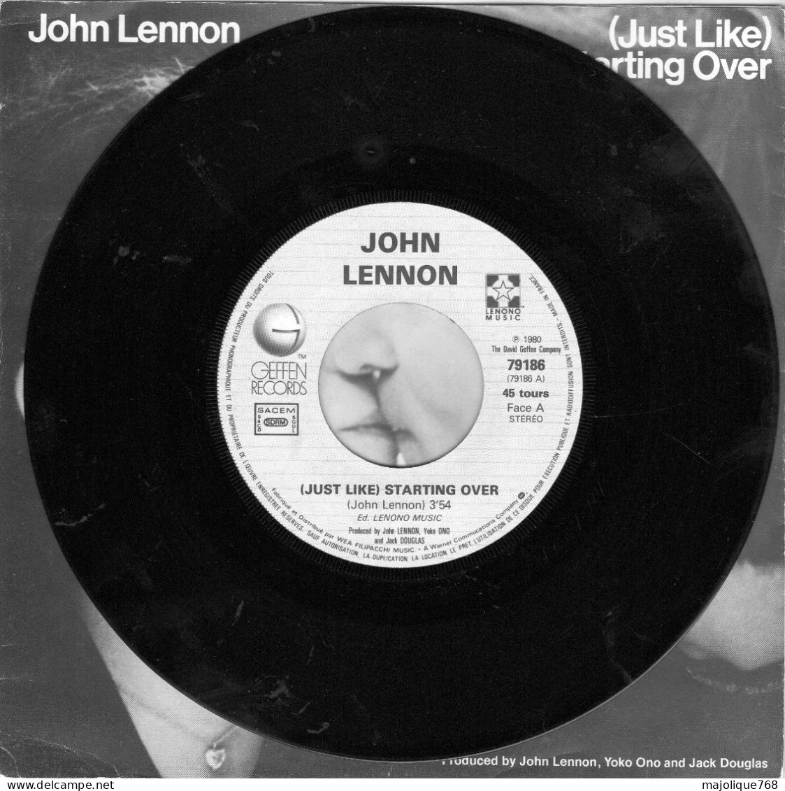 Disque De John Lennon Et  Yoko Ono -  (Just Like) Starting Over - Geffen Records – 79186 - France 1980 - Rock