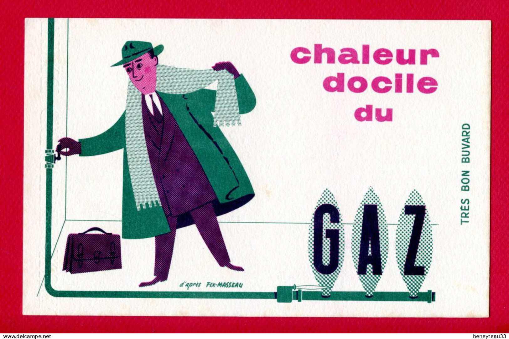 BUVARDS (Réf : BUV 062) CHALEUR DOCILE DU GAZ (d'après Fix-Masseau) - Electricité & Gaz