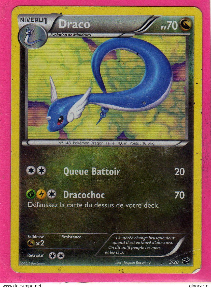 Carte Pokemon Francaise 2012 Noir Et Blanc Coffre Dragons 3/20 Draco 70pv Holo Occasion - Black & White