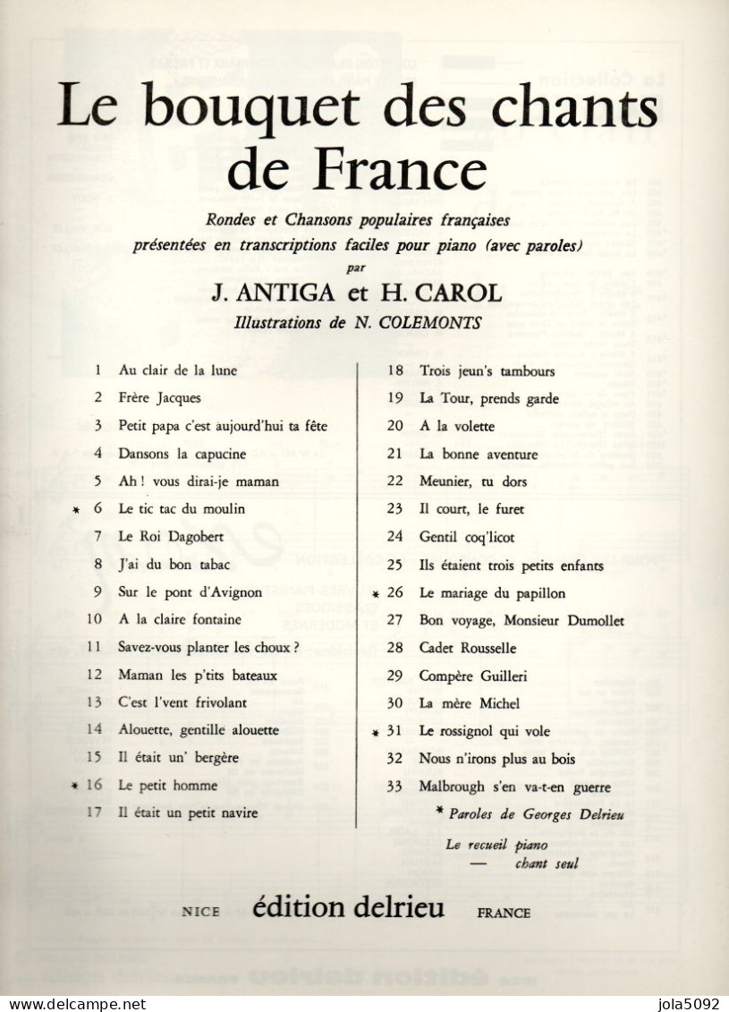 PARTITION - Le Bouquet Des Champs De France Pour PIANO - Partitions Musicales Anciennes