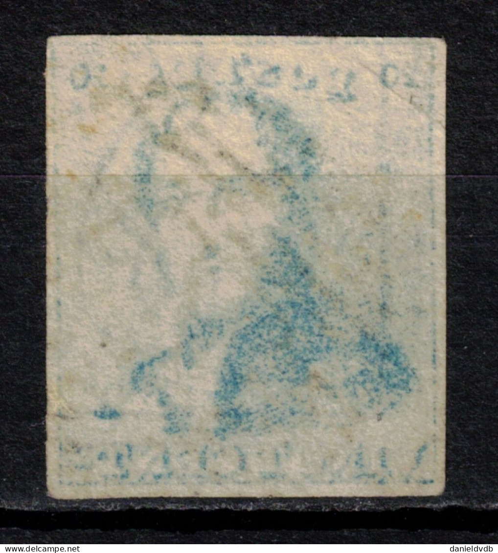 Belgique Léopold Ier N° 2 Belle Nuance Bleu Verdâtre 4 Marges Oblitéré P4 - 1849 Epaulettes