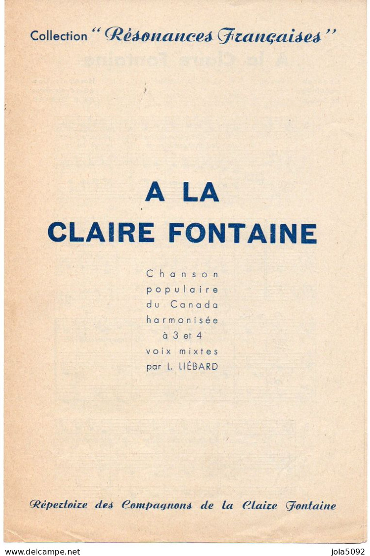 A La Claire Fontaine - Partitions Musicales Anciennes