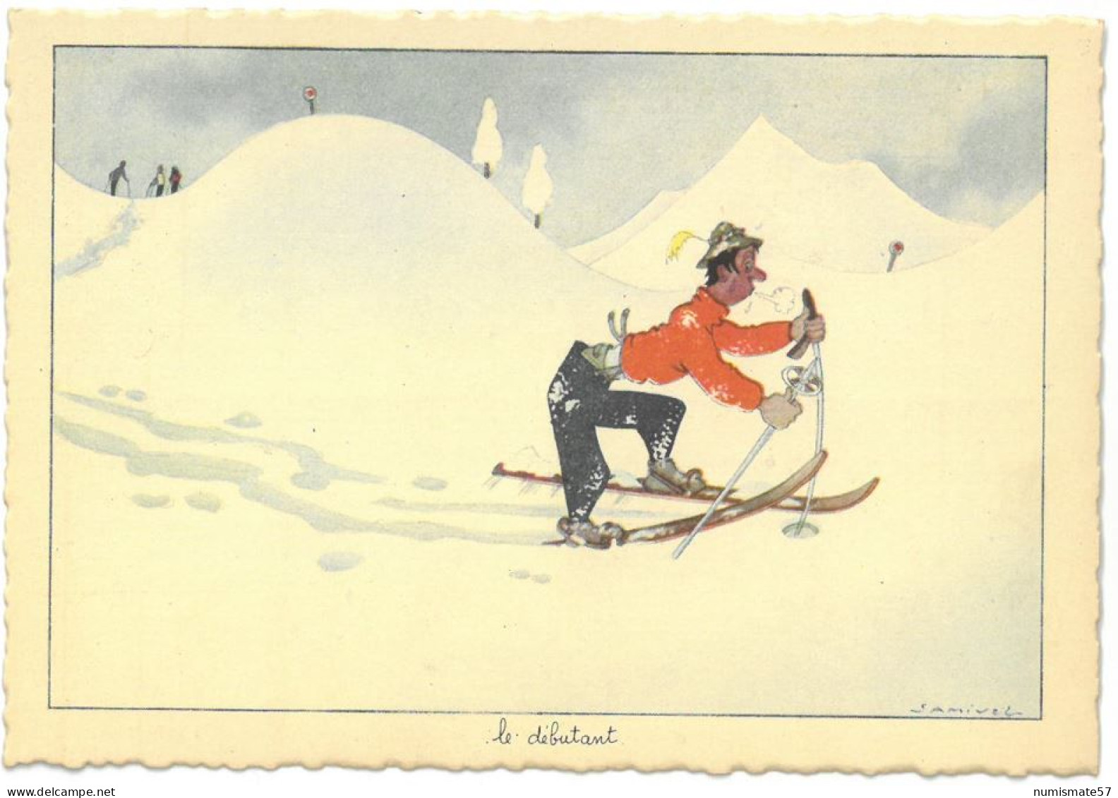CPSM Illustrateur SAMIVEL - Le Débutant -  Ed. JANSOL - ( Ski - Skieur ) - Samivel
