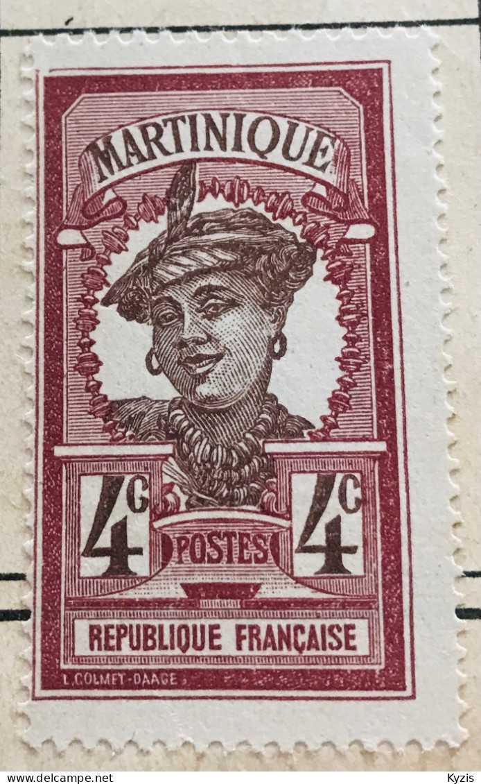 MARTINIQUE, Martiniquaise - VARIÉTÉ, Mauve 1908, 4c - Michel FR-MAR 58 - Neufs