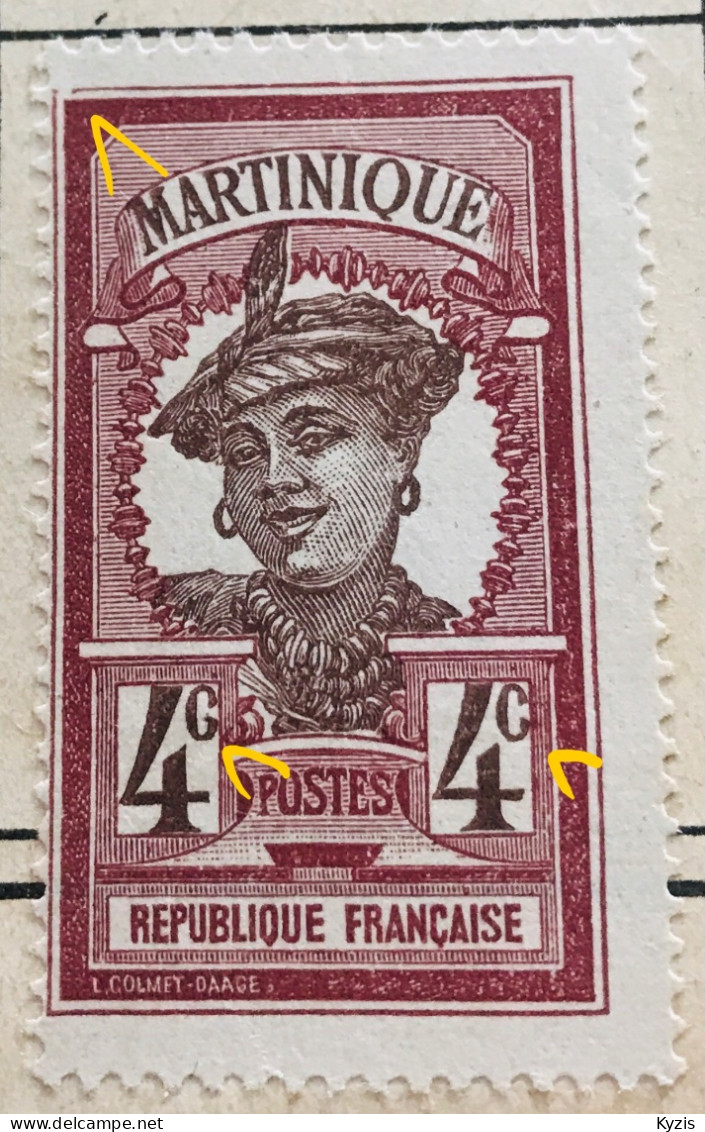 MARTINIQUE, Martiniquaise - VARIÉTÉ, Mauve 1908, 4c - Michel FR-MAR 58 - Neufs