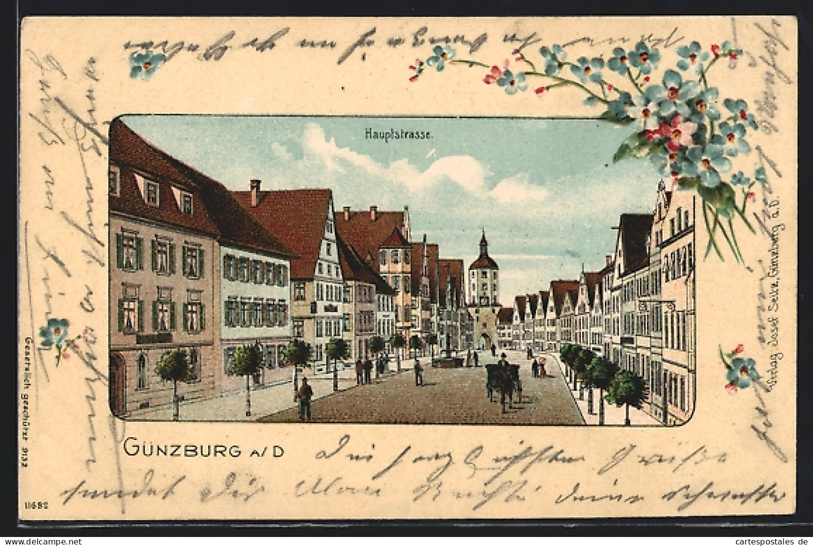 Präge-Lithographie Günzburg A. D., Hauptstrasse Mit Tor  - Guenzburg