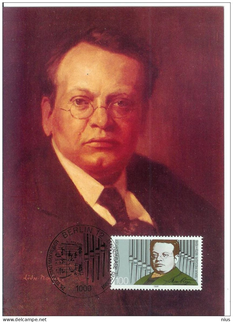 Germany Deutschland 1991 Max Reger Music Composer Musique Musik Komponist Compositeur Maximum Card, Berlin - 1981-2000