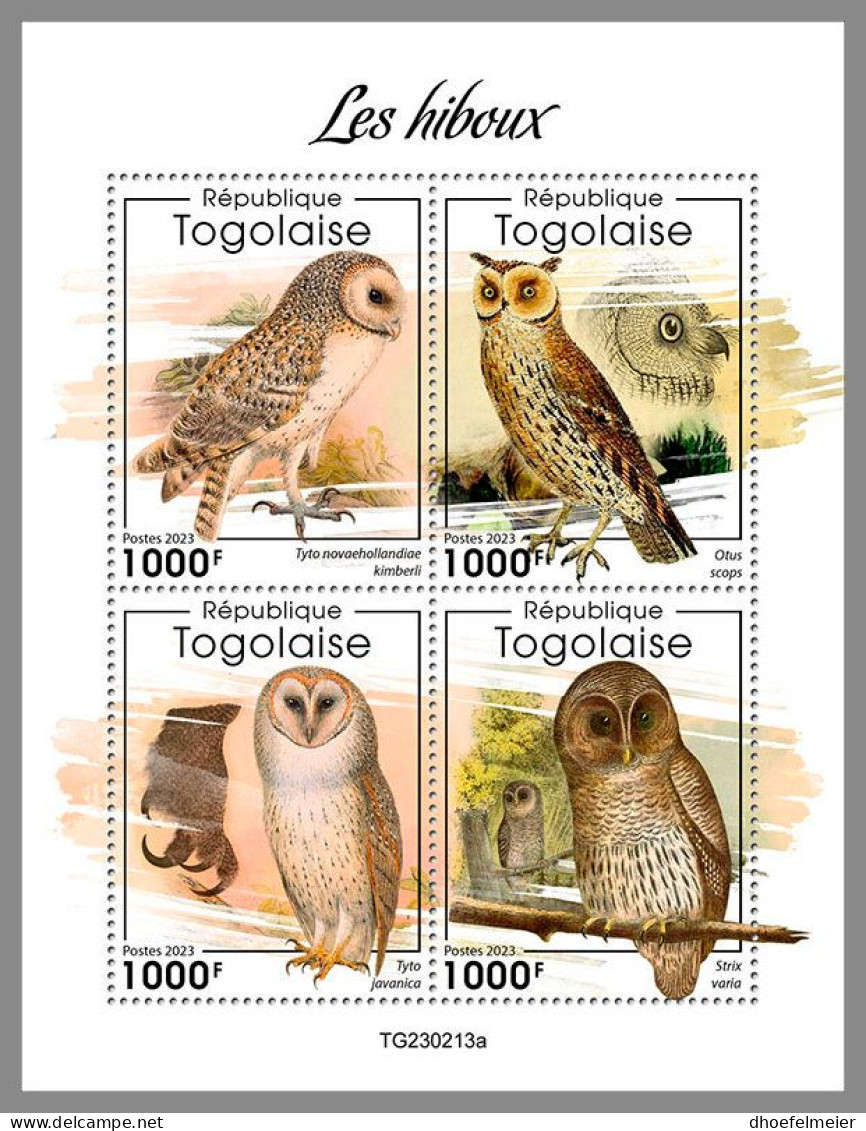 TOGO 2023 MNH Owls Eulen Hiboux M/S – OFFICIAL ISSUE – DHQ2414 - Owls