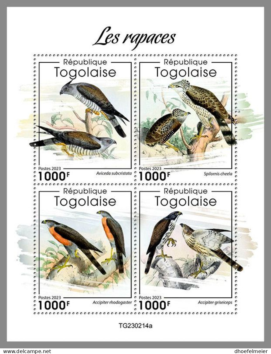 TOGO 2023 MNH Birds Of Prey Greifvögel Rapaces M/S – OFFICIAL ISSUE – DHQ2414 - Aigles & Rapaces Diurnes
