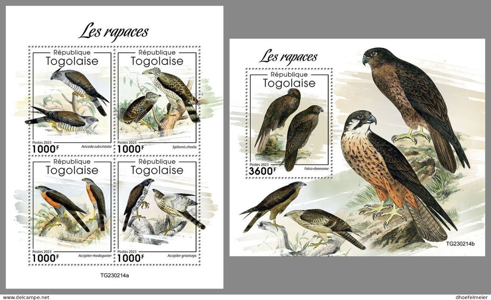 TOGO 2023 MNH Birds Of Prey Greifvögel Rapaces M/S+S/S – OFFICIAL ISSUE – DHQ2414 - Eagles & Birds Of Prey